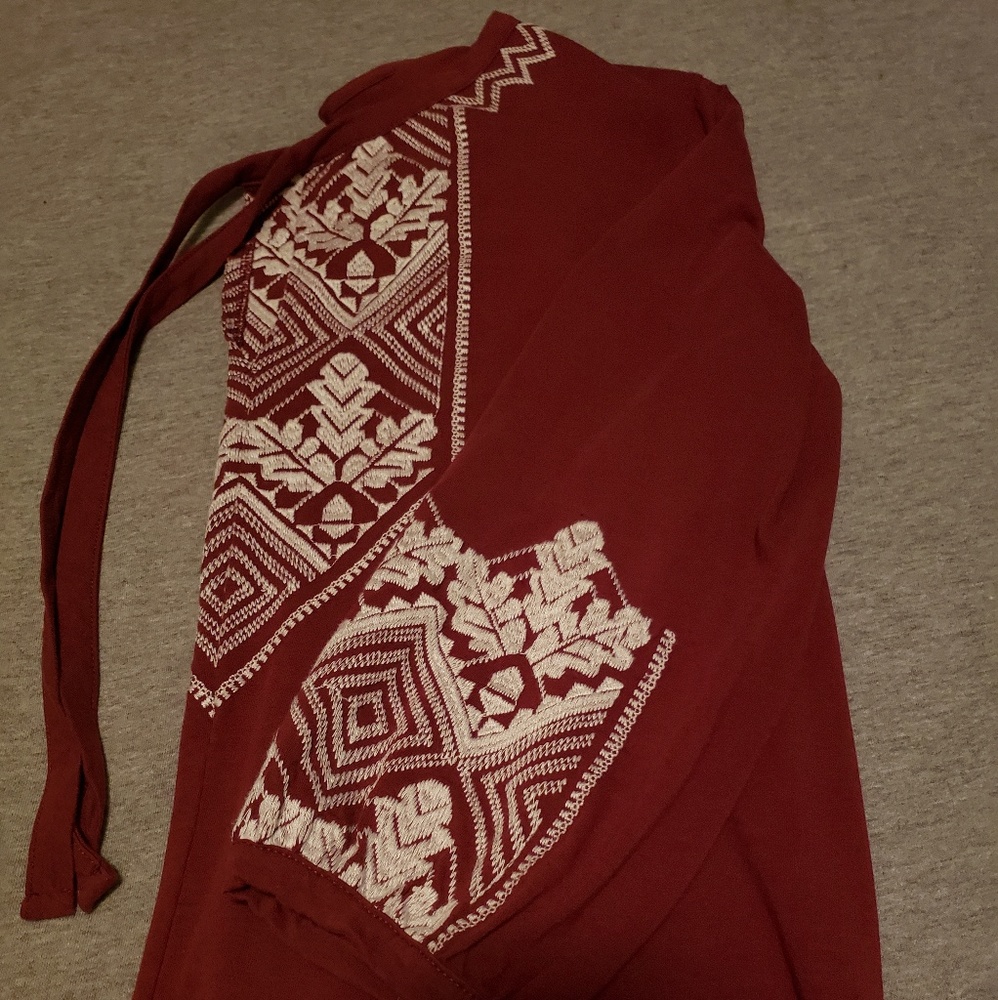 JCREW red embroidered top